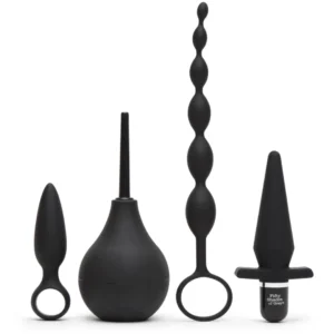 Fifty Shades of Grey Pleasure Overload 4-Piece Silicone Black Anal Kit