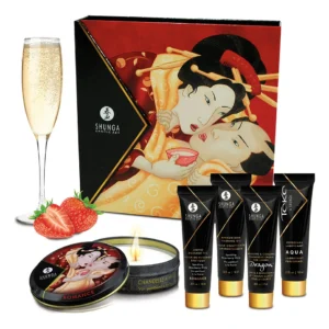 Shunga Geisha’s Secret Set Sparkling Strawberry Wine - Intimate Miniature Kit
