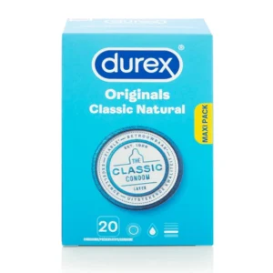 Durex Originals Classic Natural 20-Pack Comfort Fit Latex Condoms