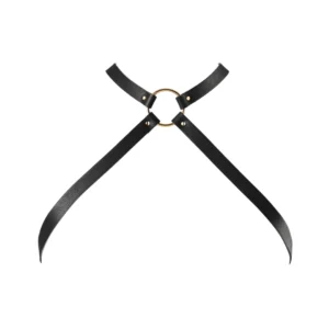 Bijoux Indiscrets Maze Chest Adjustable Thin Harness Black Vegan Leather