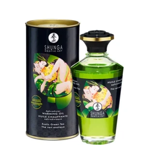 Shunga Aphrodisiac Warming Oil Green Tea 100ml - Edible Sensual Formula