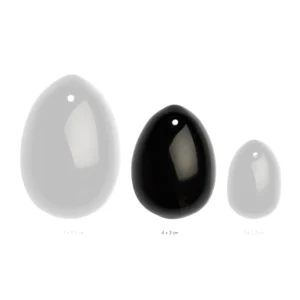 La Gemmes Black Obsidian Stone Egg M - Natural Gemstone Wellness Tool 4x3cm