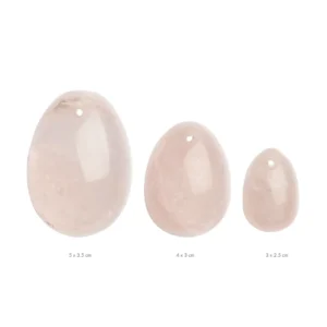 La Gemmes Yoni Egg Set Rose Quartz - 3 Sizes, Natural Gemstone, Pink