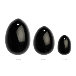 La Gemmes Black Obsidian Yoni Egg Set - Natural Stone, 3 Sizes, Handcrafted