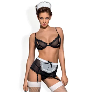 Obsessive Maidme Lingerie Set S/M with Apron and Headband, 5 Pieces