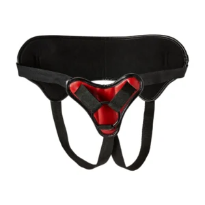 Sportsheets Saffron Strap-On Harness Black & Red Adjustable PU Leather
