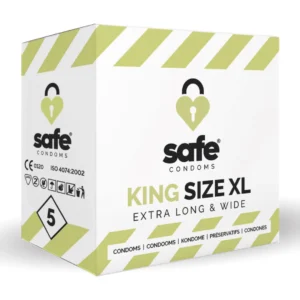 Safe King Size XL Premium Latex Condoms 5-Pack 20.5cm