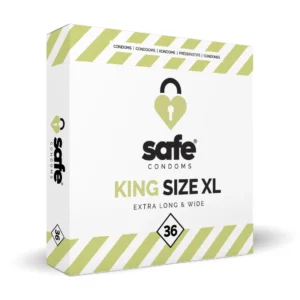 Safe King Size XL Latex Condoms 36-Pack - Extra Long and Wide Fit