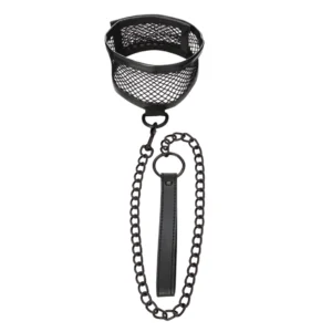Sportsheets S&M Fishnet Adjustable Collar with Leash, 62 cm, Black