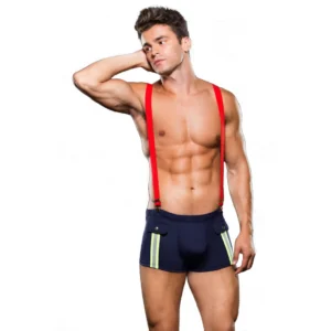ENVY Fireman Style Trunk & Suspenders Set Navy/Red M/L
