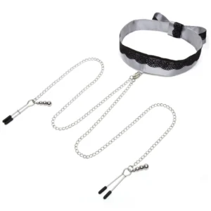Fifty Shades of Grey Play Nice Satin Collar & Adjustable Silicone Clamps