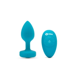 Analinis kaištis „b-Vibe Vibrating Jewel Plug S/M“ (akvamarinas)
