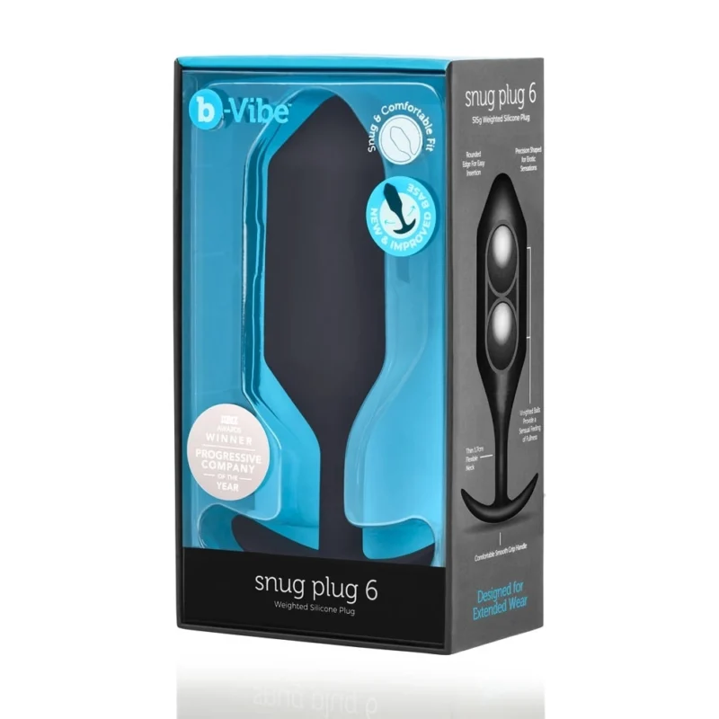 b-Vibe Snug Plug 6 Black Weighted Anatomical Silicone Plug 515g 16cm