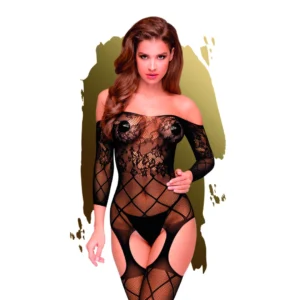 Penthouse Top-Notch Lace Bodystocking Black S/L Elegant Design