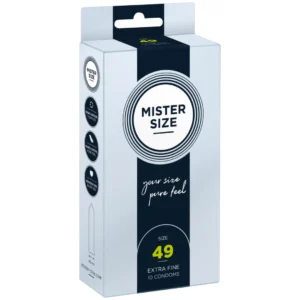 Mister Size 49 mm Condoms 10-Pack - Tailored Fit, Ultra-Thin Latex