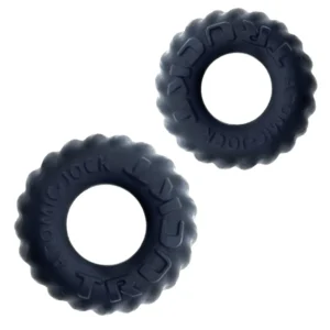 Oxballs Truckt Night Edition 2-Piece Silicone Ring Set, Black, Stretch Fit