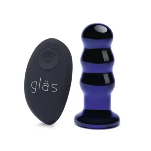 Glas Vibrating Beaded Plug - Glass, Rechargeable, Remote Control, 9 cm