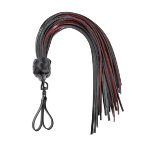 Sportsheets Saffron Finger Flogger Vegan Leather Scarlet-Black