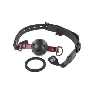 Sportsheets Saffron Adjustable Vegan Leather Gag Set Black/Red