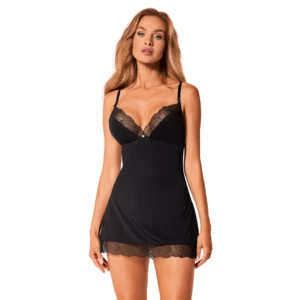Obsessive Bella Rou Chemise & Thong Set XS/S - Elegant Embroidered Tulle