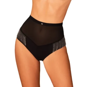 Obsessive Milladis High-Waist Mesh Panties with Bead Accents M/L