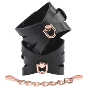 Sportsheets Sex & Mischief Brat Handcuffs with Rose Gold Chain, Black