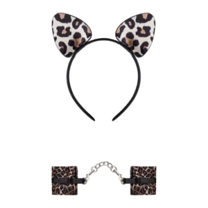 Obsessive Tigerlla Cat Ears & Spotted Handcuffs Set, One Size