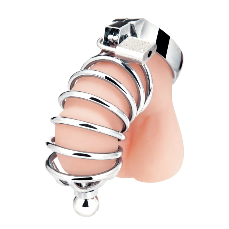 Blueline Stainless Steel Cage with Perineal Extension, Metal, Silver