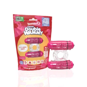 The Screaming O 4B Double Wammy Vibrating Ring Strawberry, Dual Motor