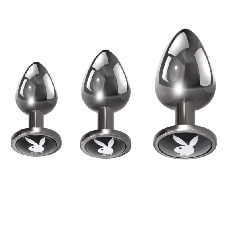 Playboy Pleasure 3-Piece Hematite Anal Plug Set - Graduated Sizes
