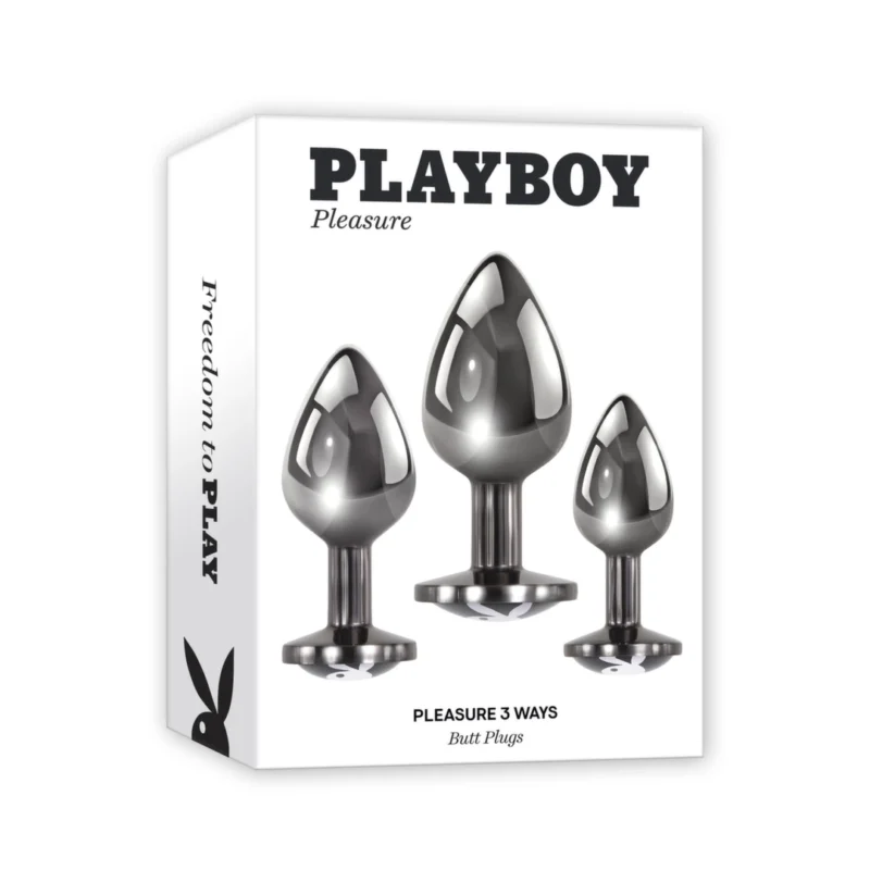 Playboy Pleasure 3-Piece Hematite Anal Plug Set - Graduated Sizes