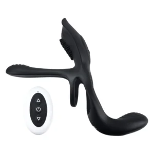 Playboy Pleasure The 3 Way Silicone Support Ring Black USB Remote