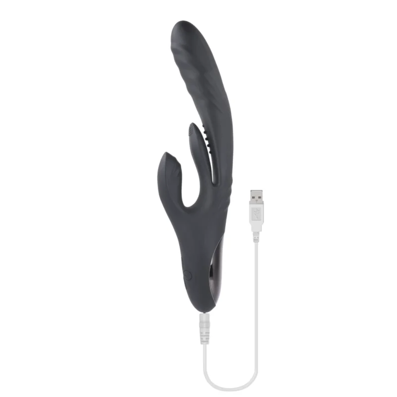 Playboy Pleasure Rapid Rabbit Black - Multi-Action Intimate Device, 10"