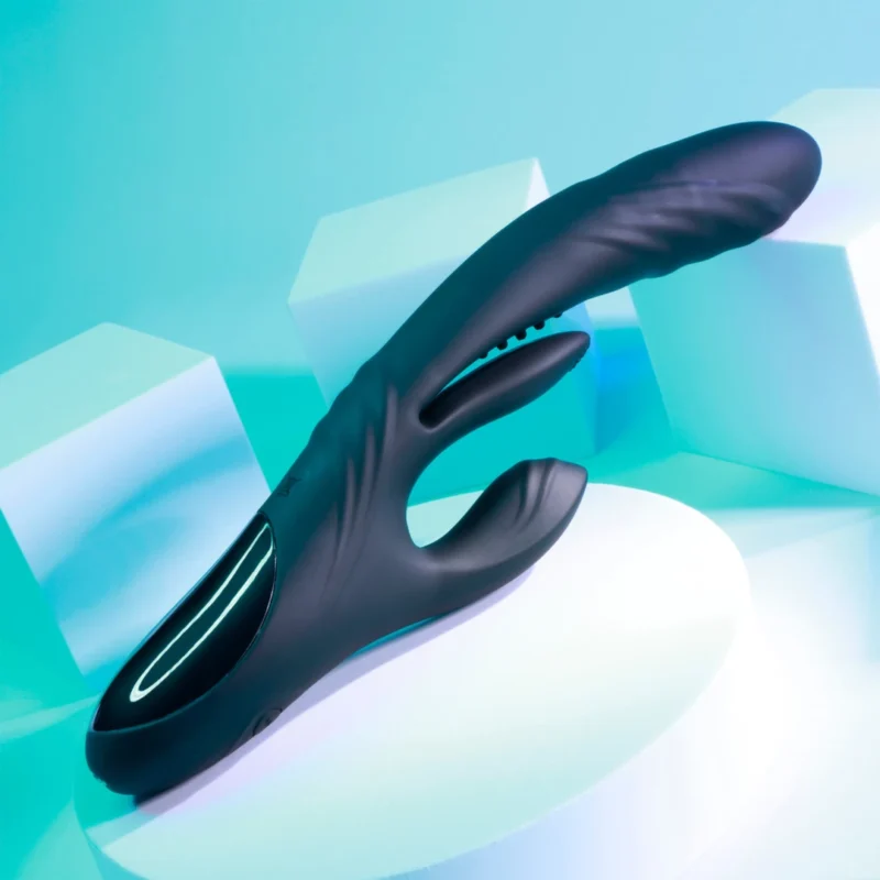 Playboy Pleasure Rapid Rabbit Black - Multi-Action Intimate Device, 10"