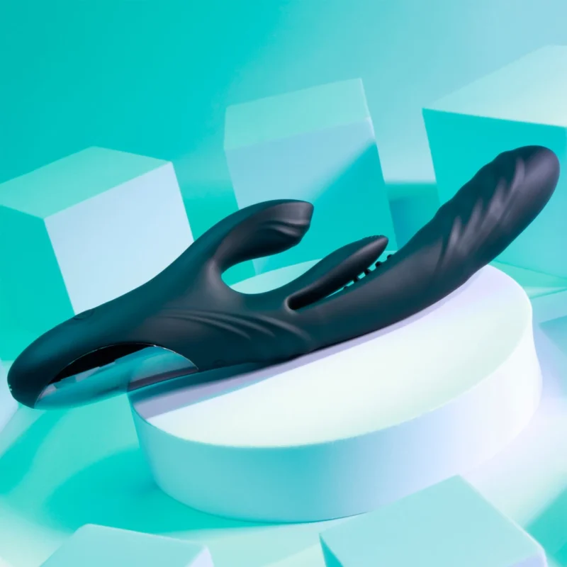 Playboy Pleasure Rapid Rabbit Black - Multi-Action Intimate Device, 10"