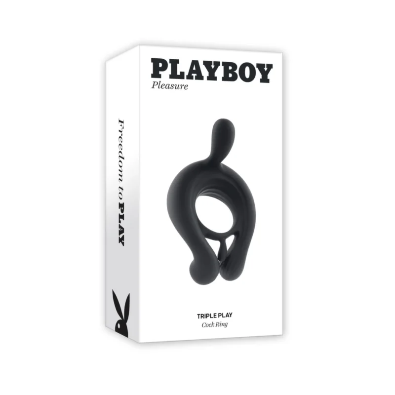 Playboy Pleasure Triple Play Vibrating Ring Black, 9 Modes, Remote Control
