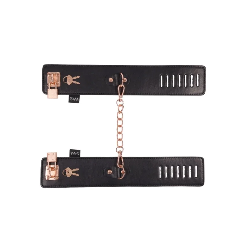 Sportsheets S&M Brat Locking Cuffs Vegan Leather Rose Gold 7.25-10.25”