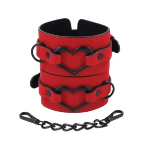Sportsheets S&M Amor Handcuffs Red Vegan Leather Adjustable