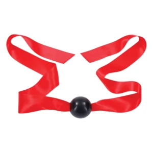 Sportsheets S&M Amor Satin Ball Gag Red Ribbon Adjustable 46cm