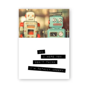 Warm Human Greeting Card Robots - Awkward & Adorable Message, 10x15cm
