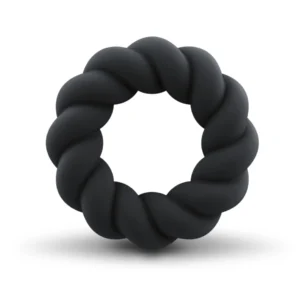Rocks-Off Twist Intimate Silicone Ring Black - Flexible, Ribbed Design