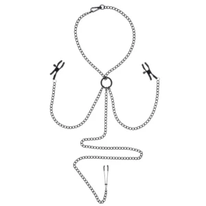 Sportsheets Saffron Adjustable Chain Set with Collar - Black, Iron Alloy