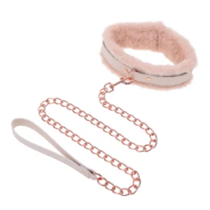 Sportsheets S&M Peaches 'n CreaMe Adjustable Fur Collar & Leash Set, Peach