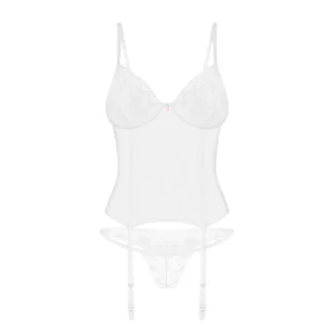 Obsessive Alissium White Corset Set M/L with Lace Accents