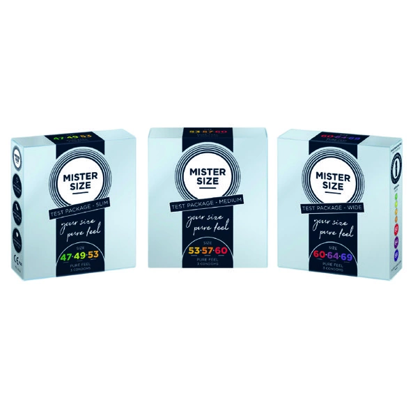 Mister Size Test Box Condom Set 47/49/53 mm Ultra-Thin Vegan 3 pcs