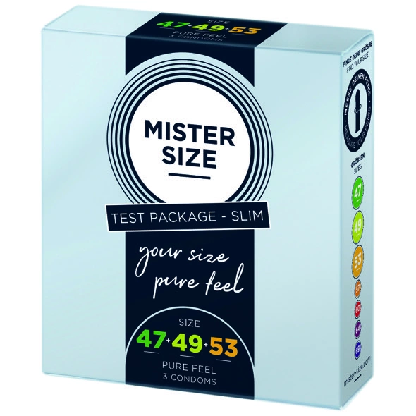 Mister Size Test Box Condom Set 47/49/53 mm Ultra-Thin Vegan 3 pcs