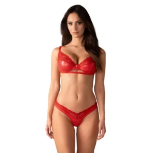 Obsessive Aliosa L/XL Red Lace Bra & Thong Duo - Adjustable Fit