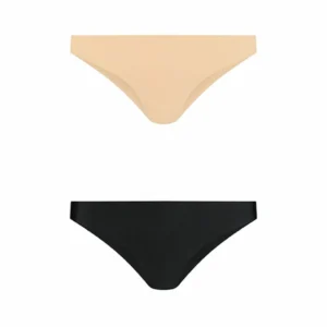 Bye Bra Invisible Brazilian Briefs 2-Pack Nude & Black S Soft Seamless