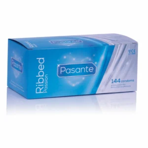 Pasante Ribbed 144-Pack Textured Transparent Latex Protection, Medium Size