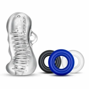 Blush Quickie Kit Flexible Sleeve & 3-Piece Support Ring Set Transparent